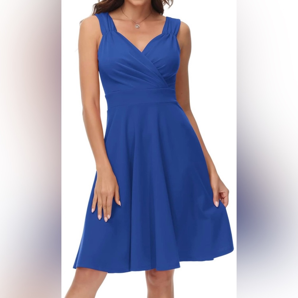 GRACE KARIN Women's Sleeveless Wrap V-Neck A-line dress.